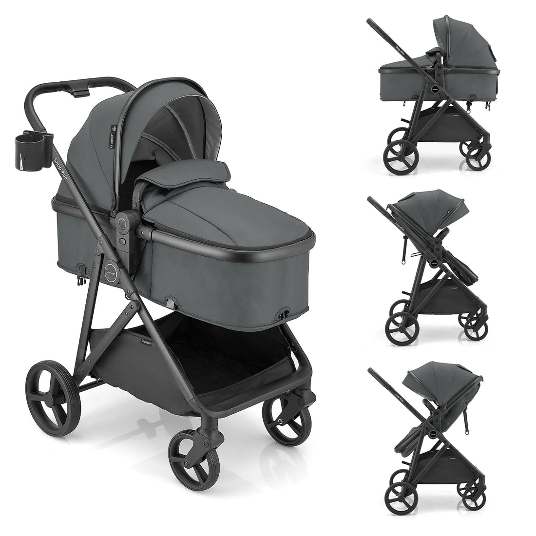 3-in-1 Baby Stroller Convertible Travel System with Bassinet Mode