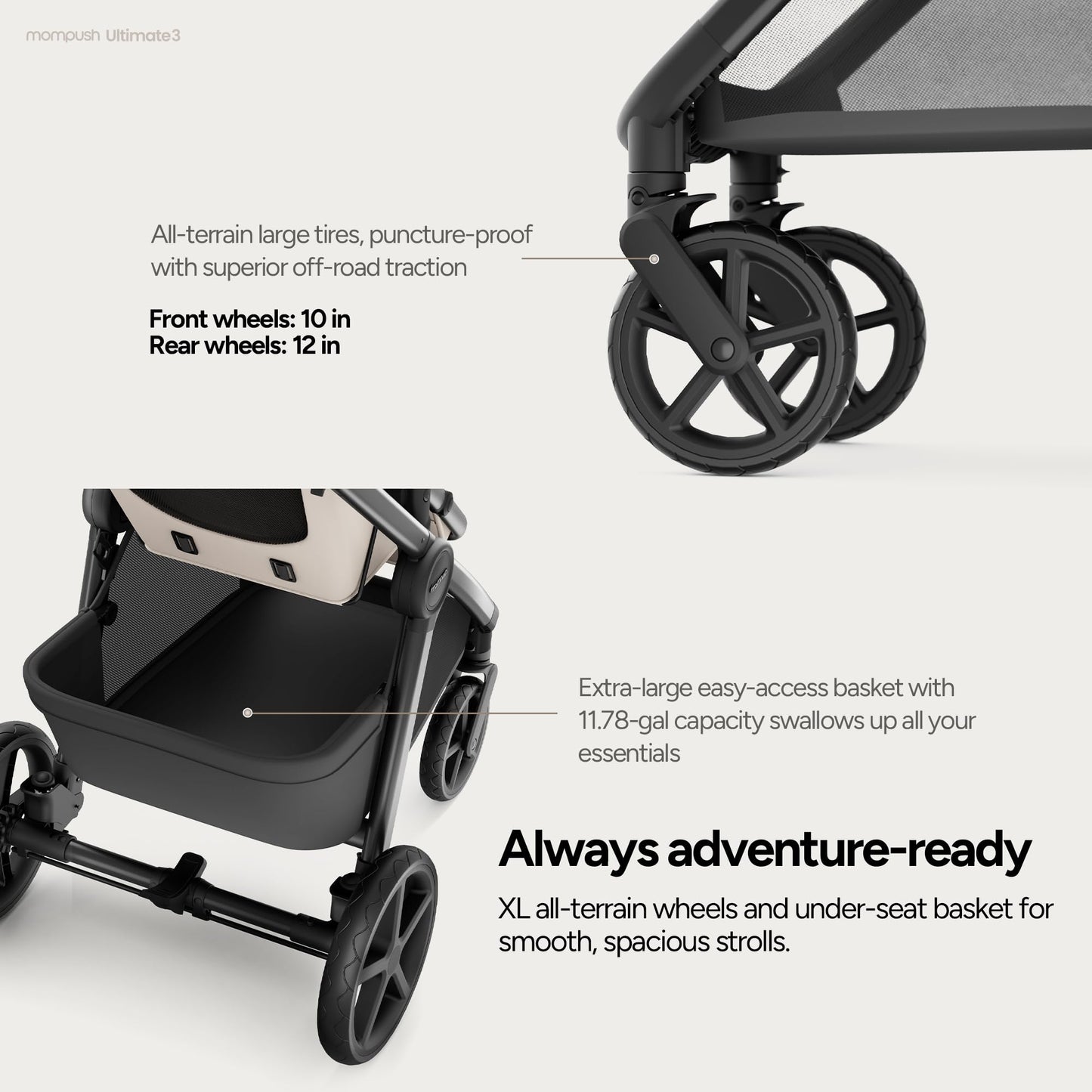 Full-Size Stroller with Bassinet, Newborn to Toddler Convertible Design