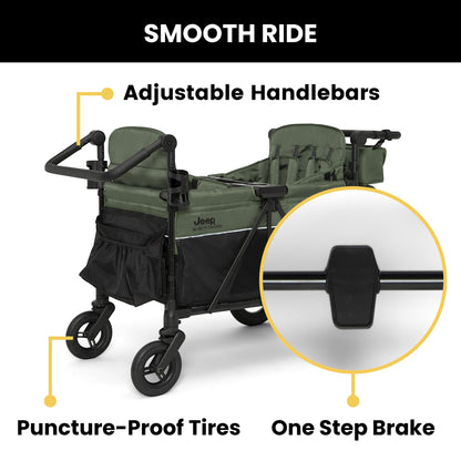 4-Seater All-Terrain Wagon Stroller with Foldable Frame & Adjustable Handlebar