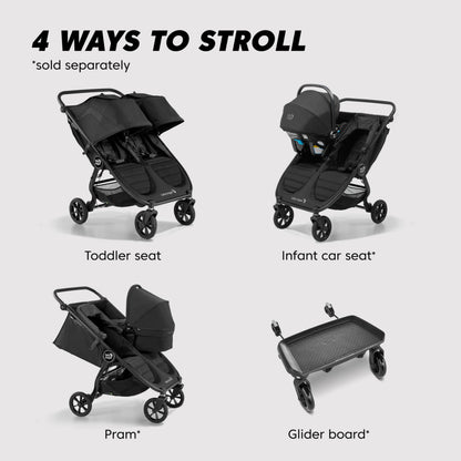 Baby Jogger City Mini GT2 All-Terrain Lightweight Stroller with Forever Air Tires One-Hand Fold and All-Wheel Suspension Pike Exclusive Includes Belly Bar Leatherette Handlebar & Premium Fabric