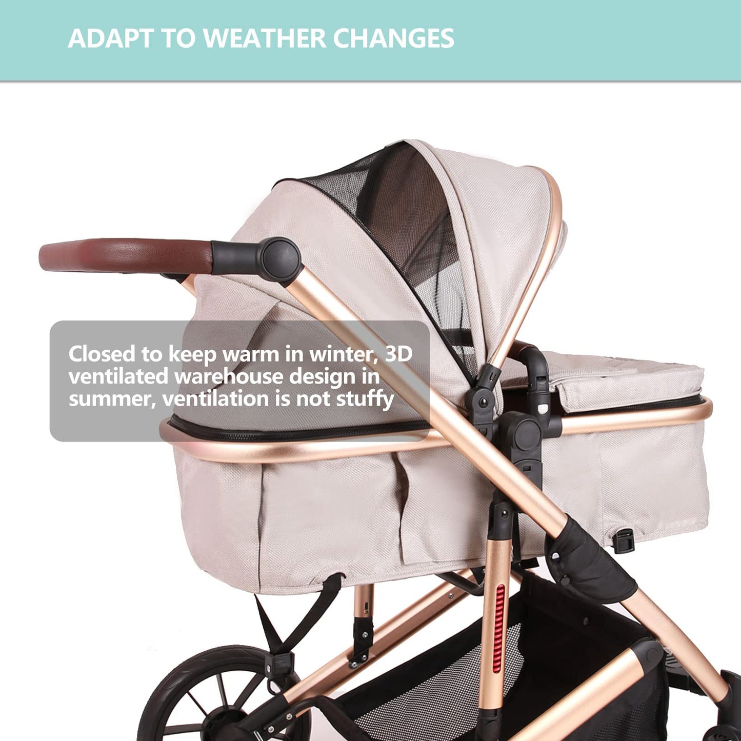2-in-1 Baby Stroller with Reversible Bassinet, Adjustable Backrest & All-Terrain Suspension