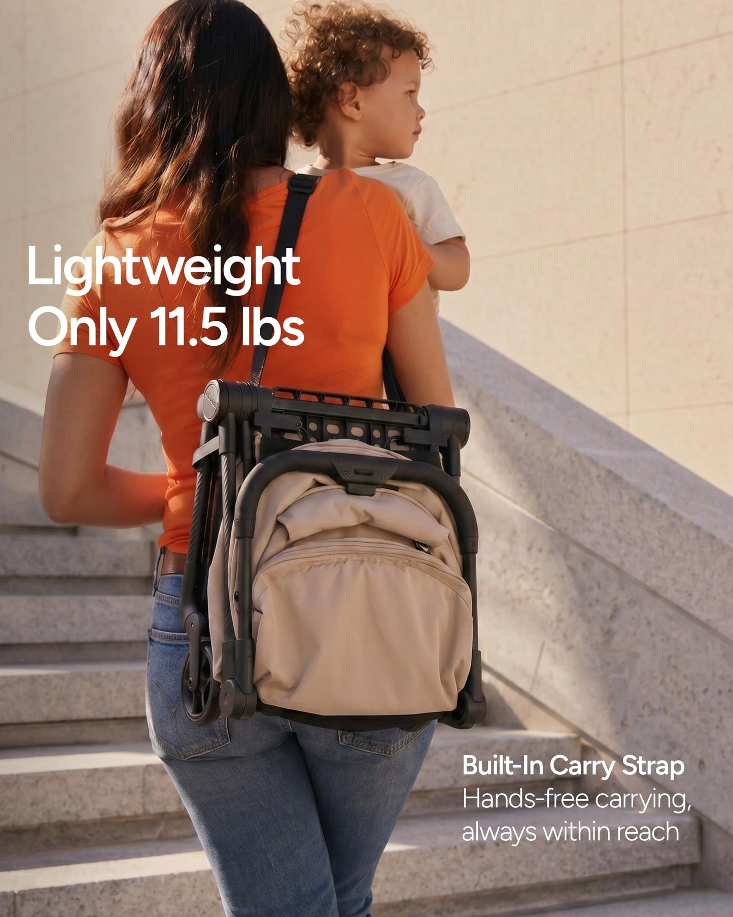 Ultra-Lightweight Travel Stroller with Auto-Fold, Full Recline & Airplane Carry-On Design