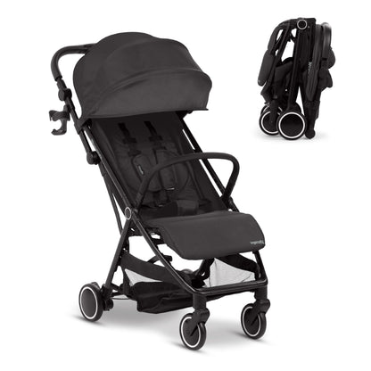 Lightweight Travel Stroller with Ride-On Board, One-Hand Fold & Airplane-Ready Compact Design