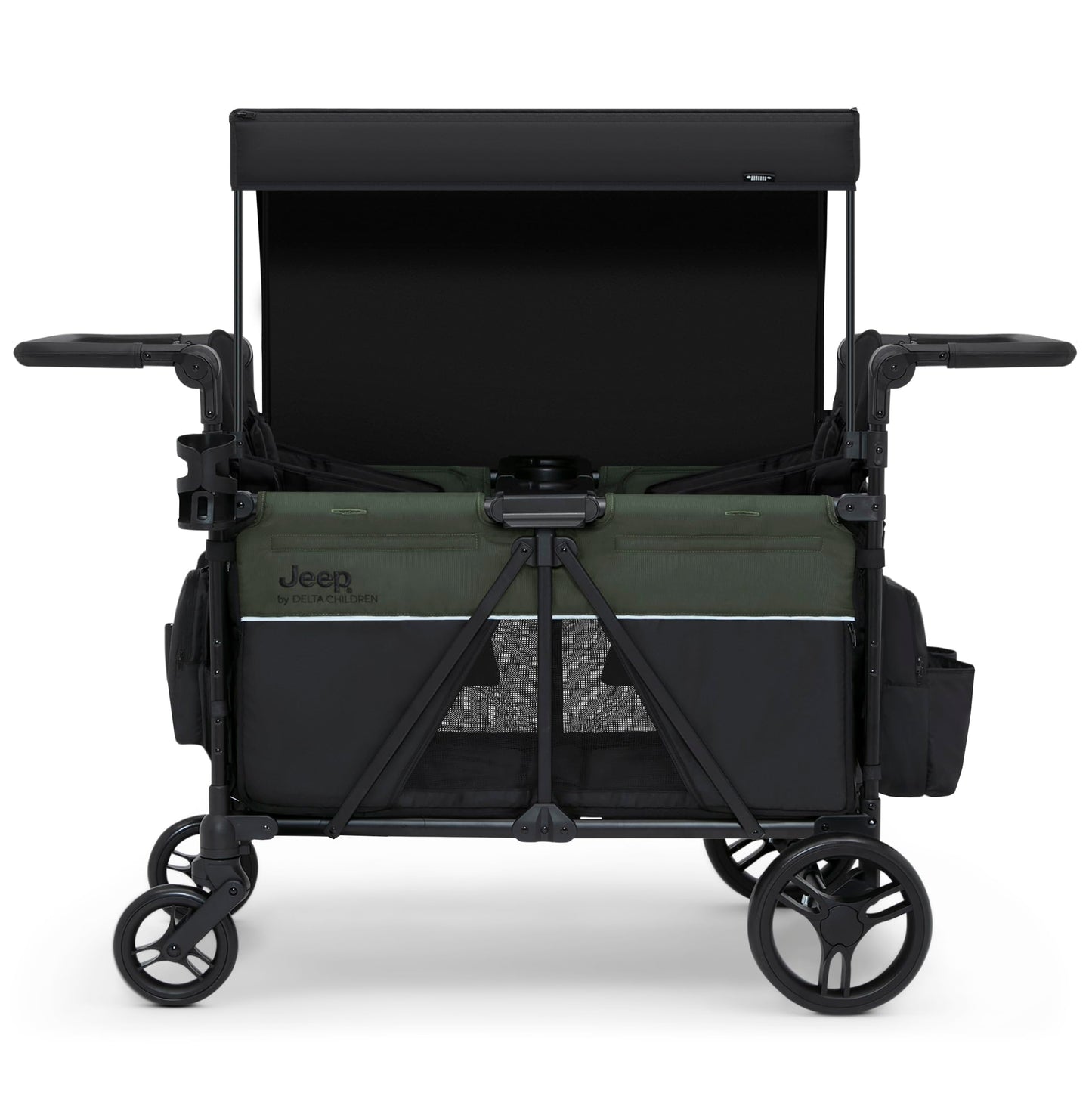 All-Terrain Stroller Wagon with Easy Push & Pull Design, Storage Basket & Folding Frame