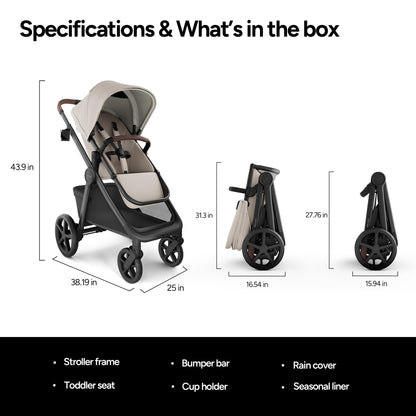 Full-Size Stroller with Bassinet, Newborn to Toddler Convertible Design