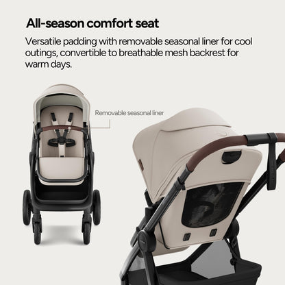 Full-Size Stroller with Bassinet, Newborn to Toddler Convertible Design