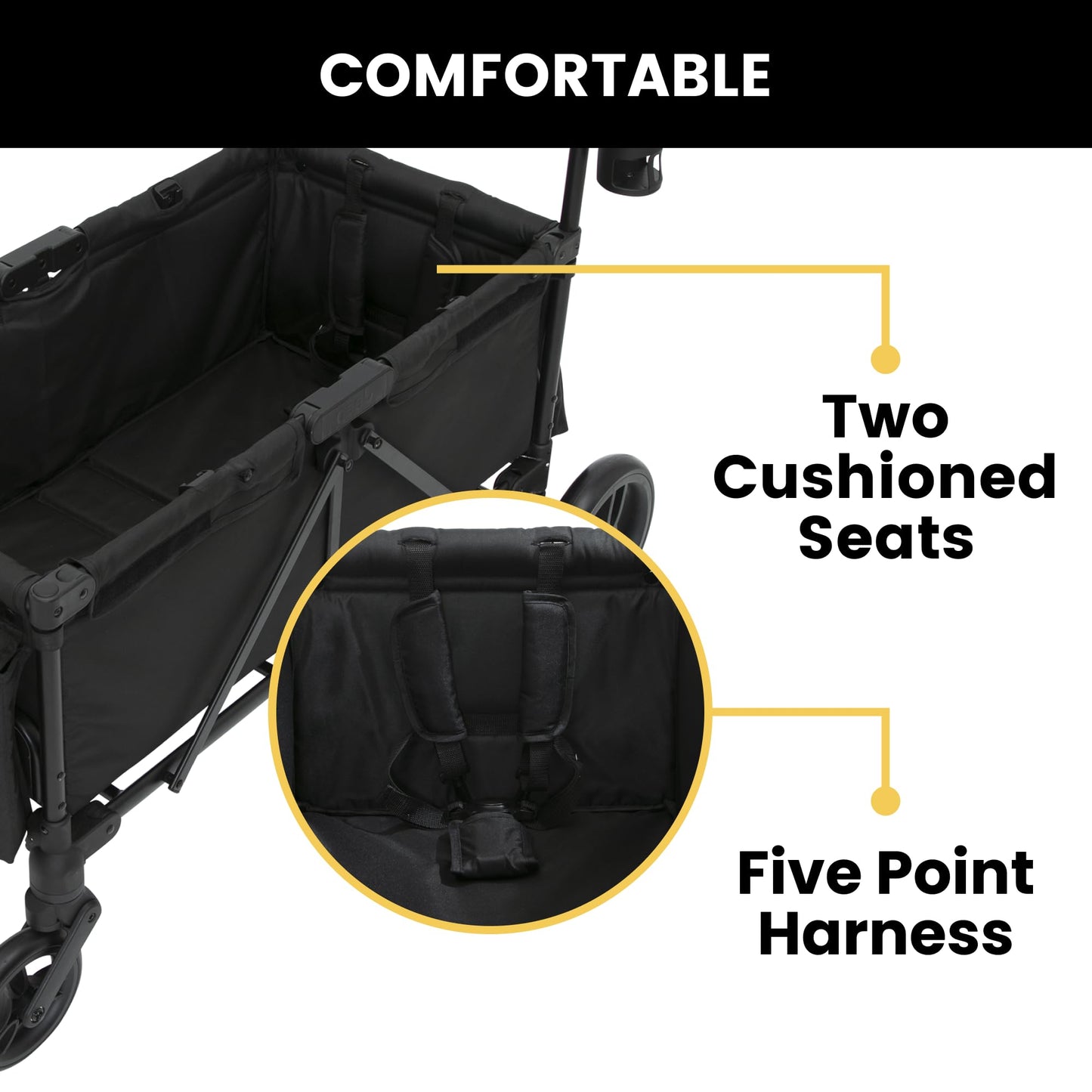 All-Terrain Wagon Stroller with Foldable Frame, Adjustable Handlebar & Storage Basket