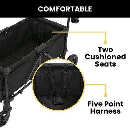All-Terrain Wagon Stroller with Foldable Frame, Adjustable Handlebar & Storage Basket