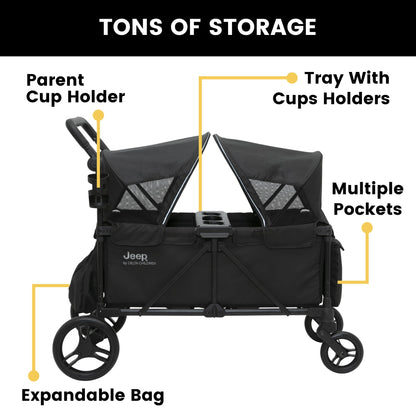 All-Terrain Wagon Stroller with Foldable Frame, Adjustable Handlebar & Storage Basket