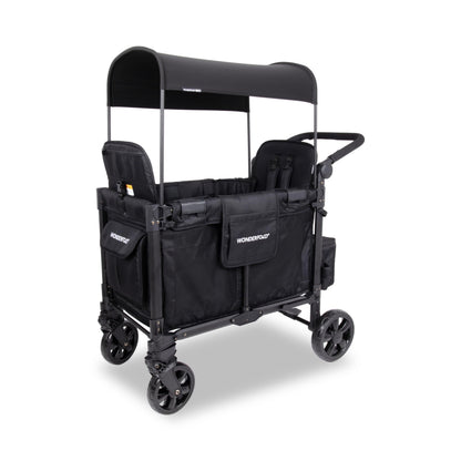 Stroller Wagon 2-Seater Collapsible with 5-Point Harness, Easy-Access Door & Adjustable Sun Canopy