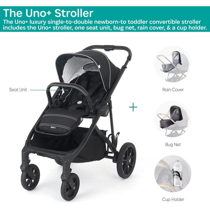 Luxury Single-to-Double Convertible Stroller System with Compact Fold Design