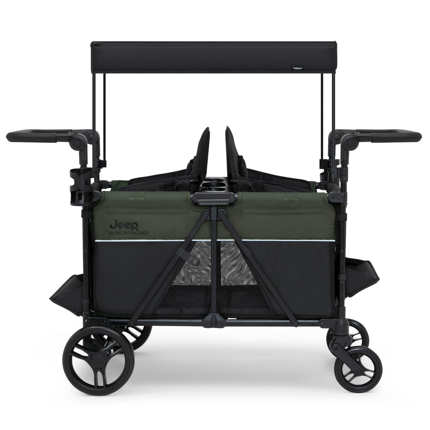 All-Terrain Stroller Wagon with Easy Push & Pull Design, Storage Basket & Folding Frame