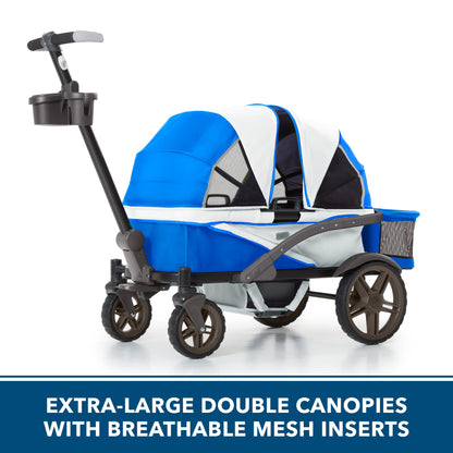 Quad All-Terrain Wagon Stroller with Easy Push & Pull, Removable Canopy & Foldable Design