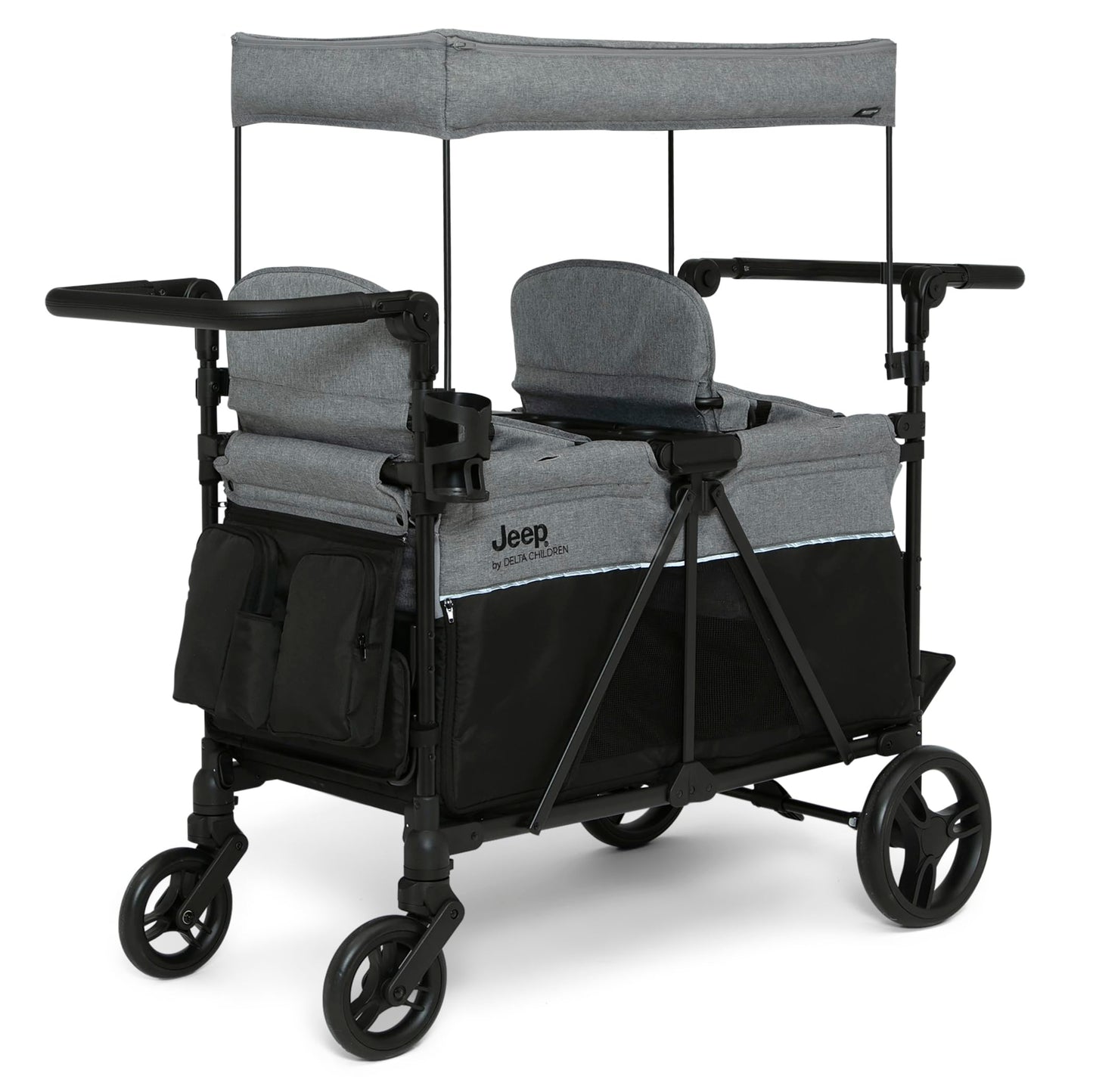 All-Terrain Stroller Wagon with Easy Push & Pull Design, Storage Basket & Folding Frame