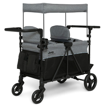 All-Terrain Stroller Wagon with Easy Push & Pull Design, Storage Basket & Folding Frame