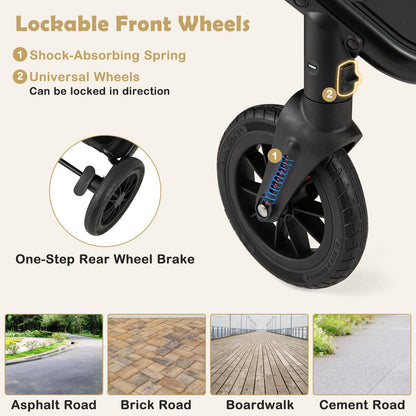 2-in-1 Convertible Baby Stroller with Bassinet Mode, Reversible Seat & Adjustable Canopy