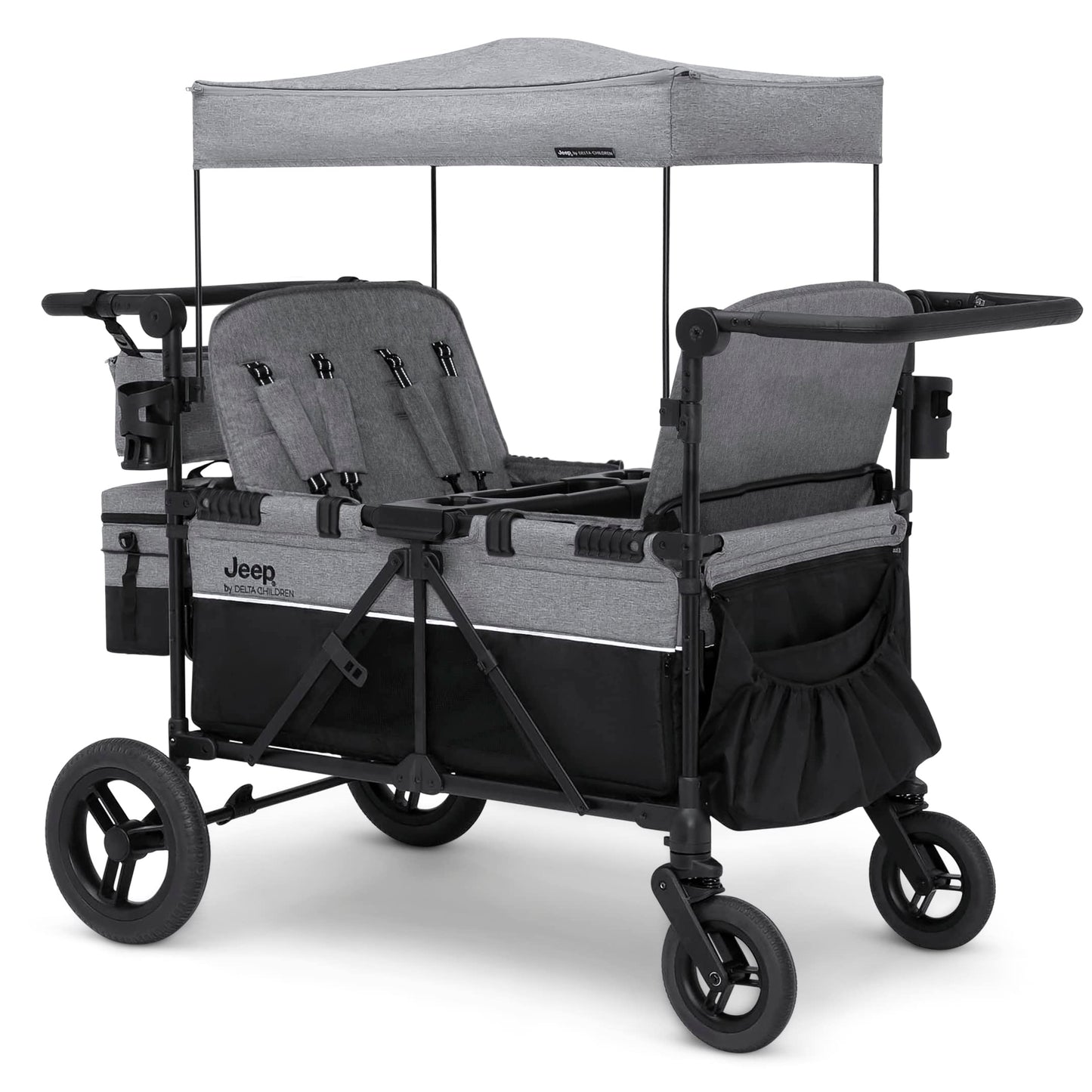 4-Seater All-Terrain Wagon Stroller with Foldable Frame & Adjustable Handlebar
