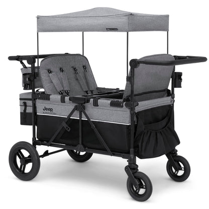 4-Seater All-Terrain Wagon Stroller with Foldable Frame & Adjustable Handlebar
