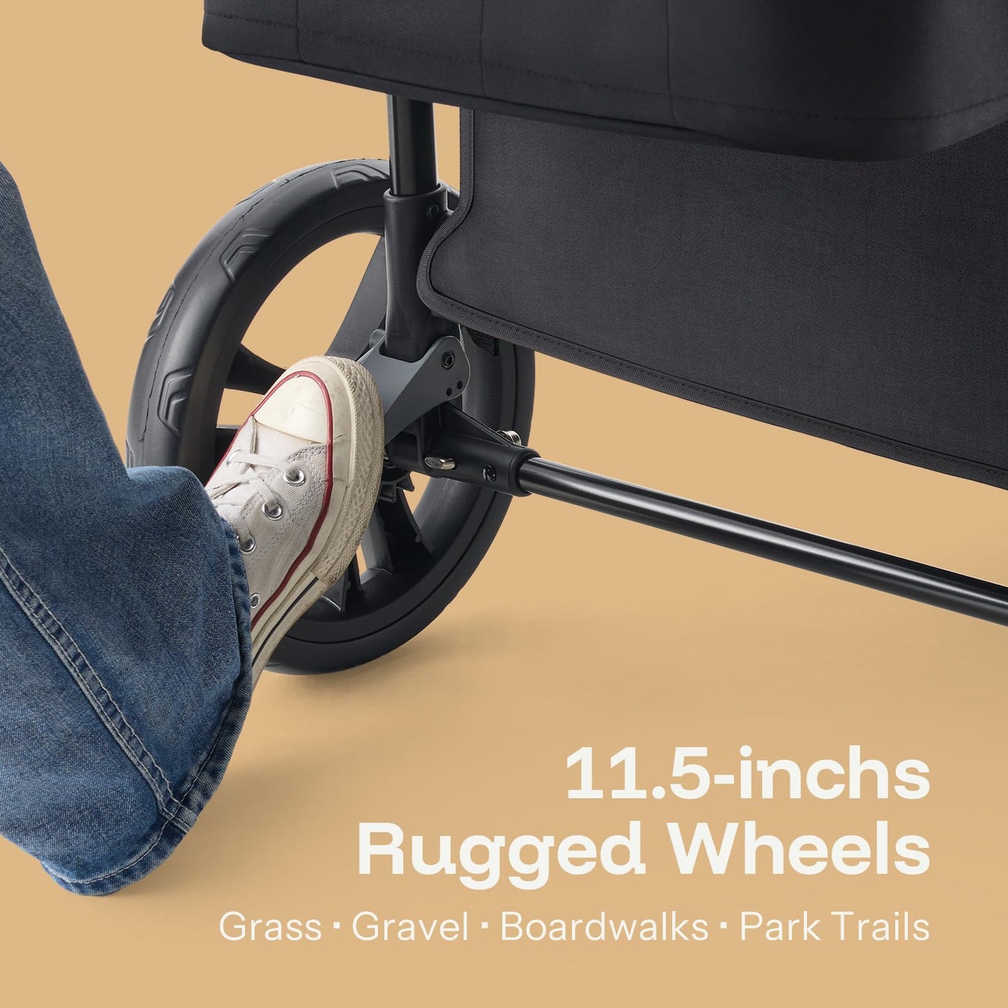 Foldable Wagon Stroller with Adjustable Handlebar & Canopy