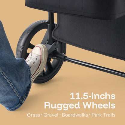 Foldable Wagon Stroller with Adjustable Handlebar & Canopy