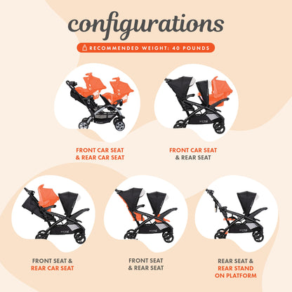 Double Stroller Travel System with Infant Car Seats, Lightweight Tandem Design