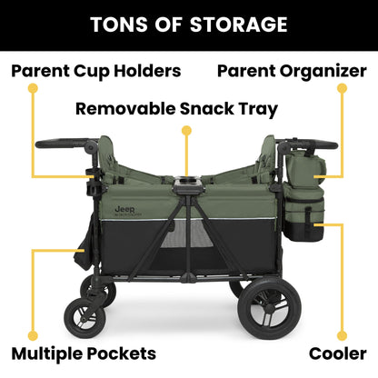 4-Seater All-Terrain Wagon Stroller with Foldable Frame & Adjustable Handlebar