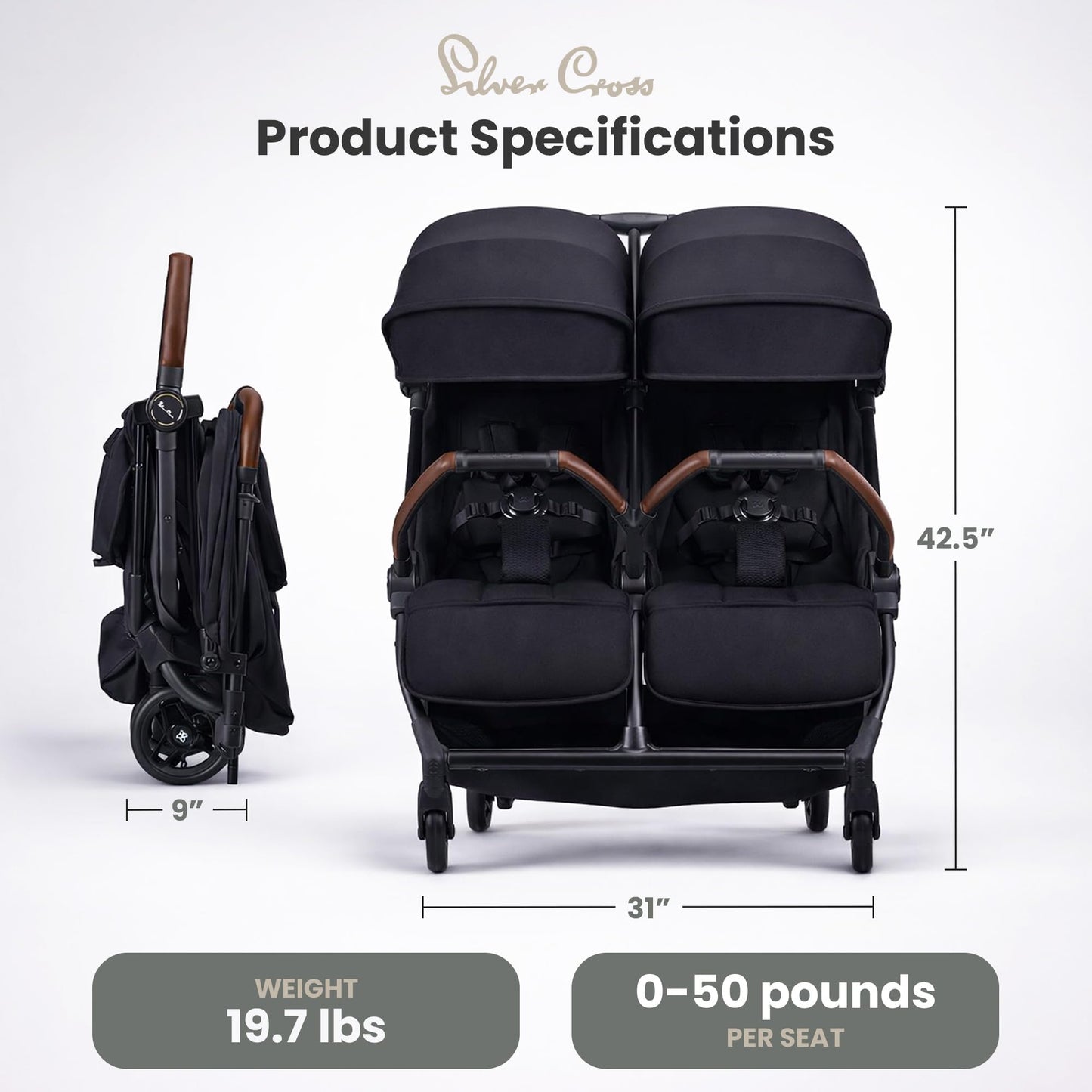 Double Lightweight Folding Stroller