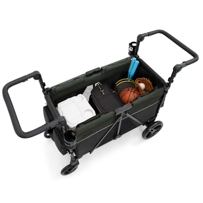 All-Terrain Stroller Wagon with Easy Push & Pull Design, Storage Basket & Folding Frame