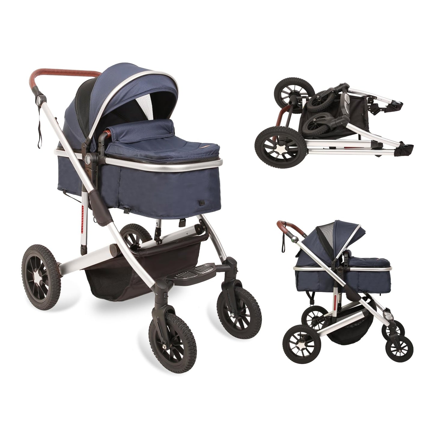2-in-1 Baby Stroller with Reversible Bassinet, Adjustable Backrest & All-Terrain Suspension