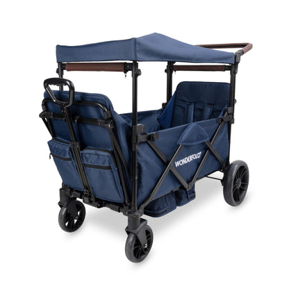Push & Pull Collapsible Wagon Stroller for 2 Kids with 5-Point Harnesses & Removable Sun Canopy