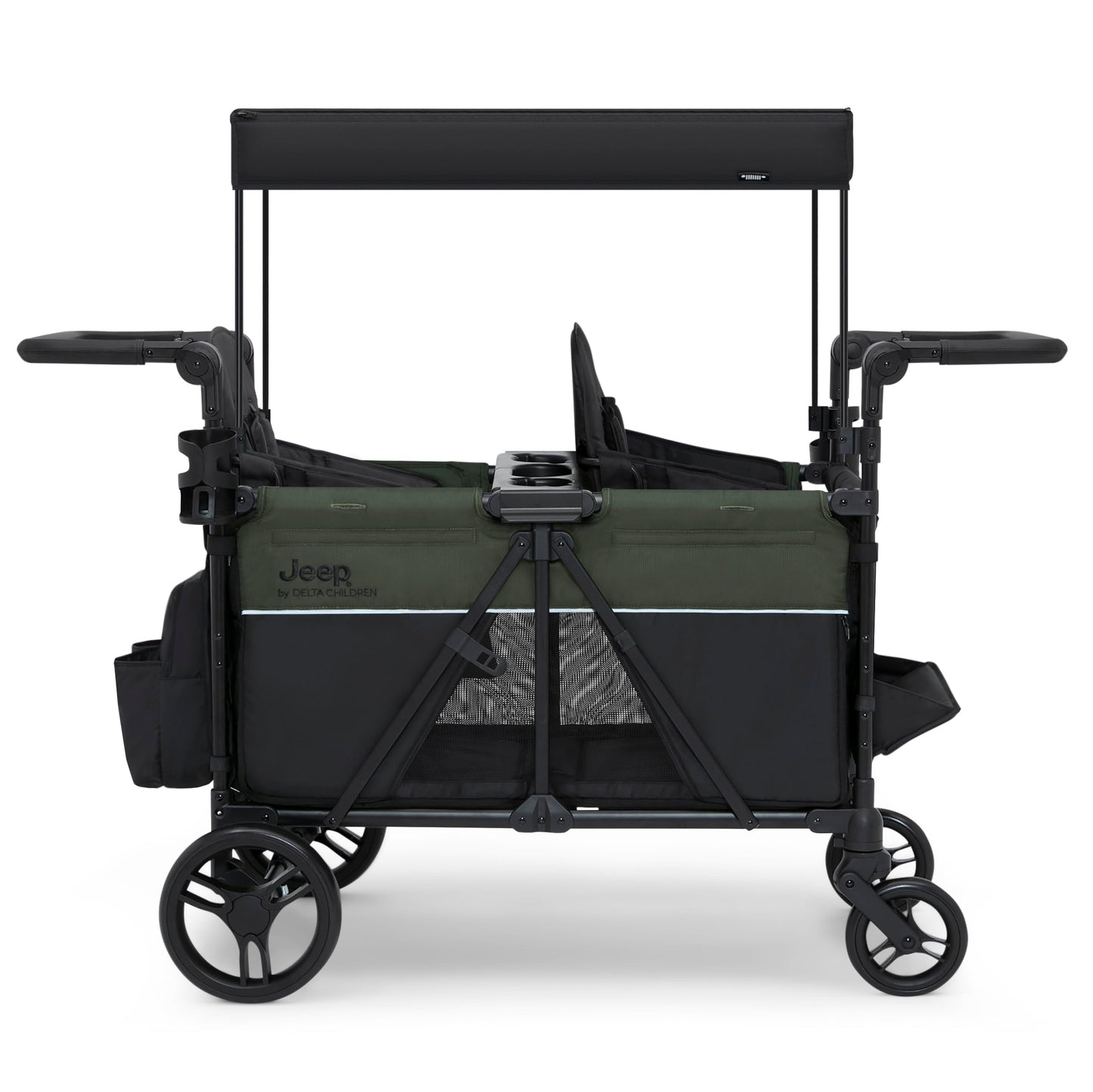 All-Terrain Stroller Wagon with Easy Push & Pull Design, Storage Basket & Folding Frame