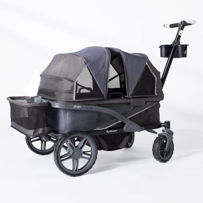 Quad All-Terrain Wagon Stroller with Easy Push & Pull, Removable Canopy & Foldable Design