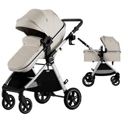 2-in-1 Convertible Baby Stroller with Bassinet Mode & Footmuff Included