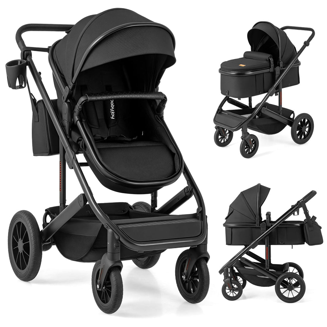 2-in-1 Convertible Baby Stroller with Bassinet Mode, Reversible Seat & Adjustable Canopy