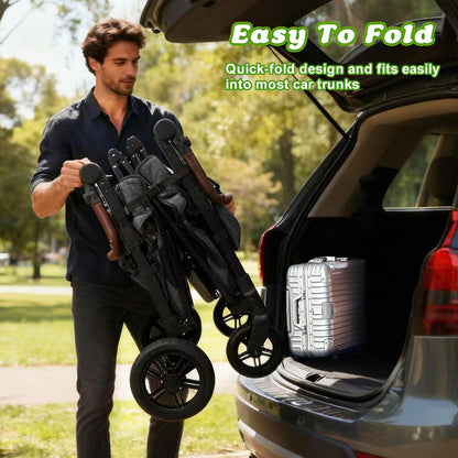 4-Seater All-Terrain Wagon Stroller with Extended Frame, Foldable Design & Large Storage Capacity