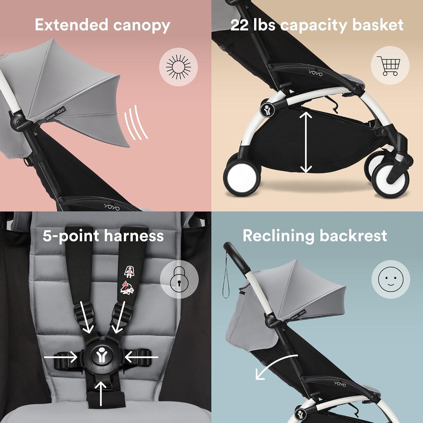 Ultra-Compact Lightweight Travel Stroller with One-Hand Fold & Includes Seat Cushion & Canopy