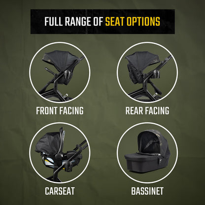 All-Terrain Rugged Stroller with Adjustable Canopy & Storage Basket