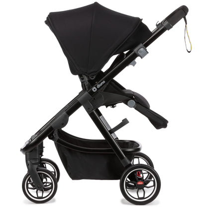 Compact City Travel Stroller with Car Seat Compatibility, Narrow Frame & Large Storage Basket
