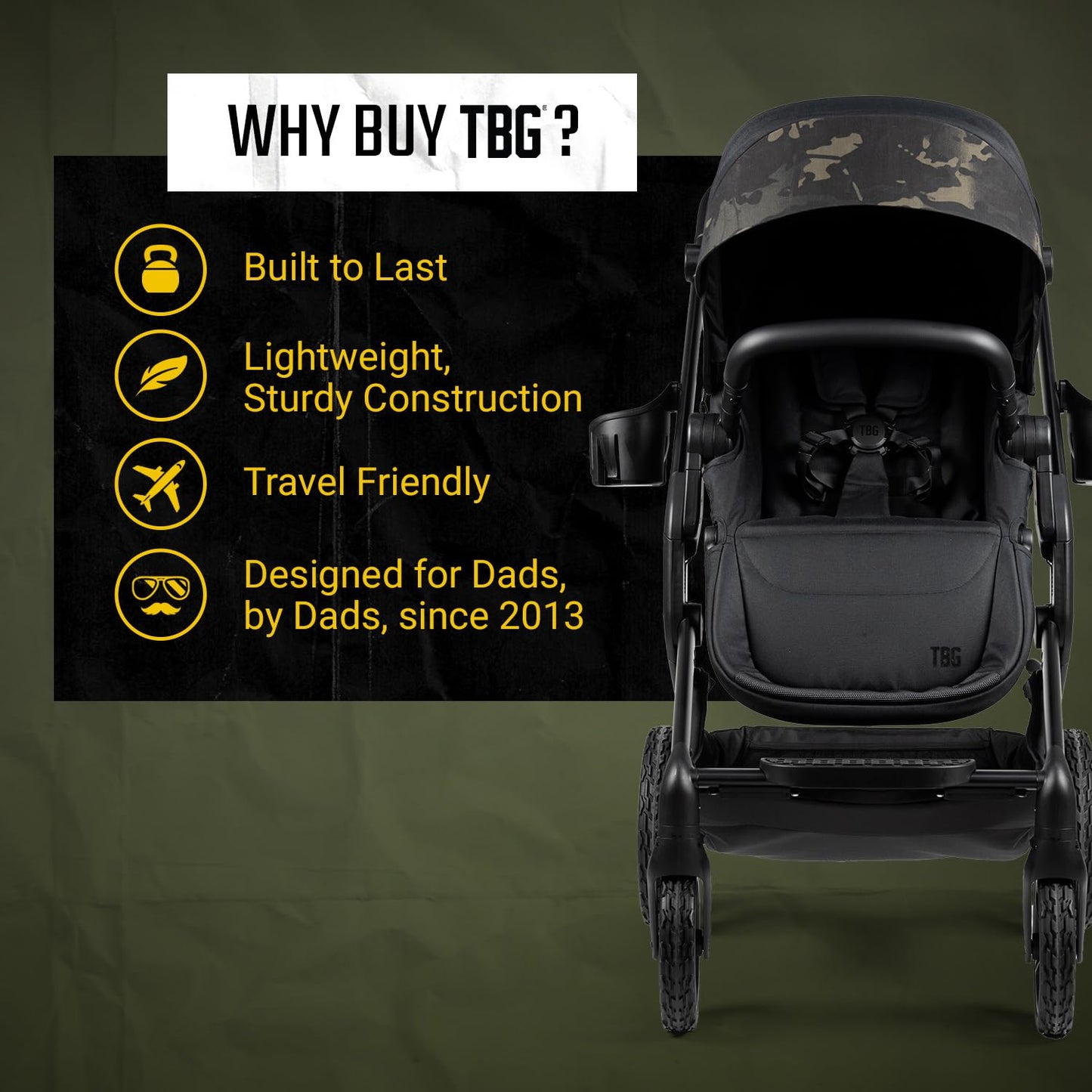 All-Terrain Rugged Stroller with Adjustable Canopy & Storage Basket