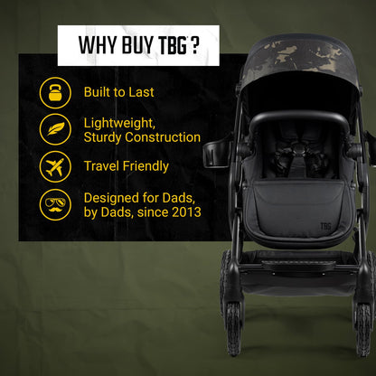 All-Terrain Rugged Stroller with Adjustable Canopy & Storage Basket