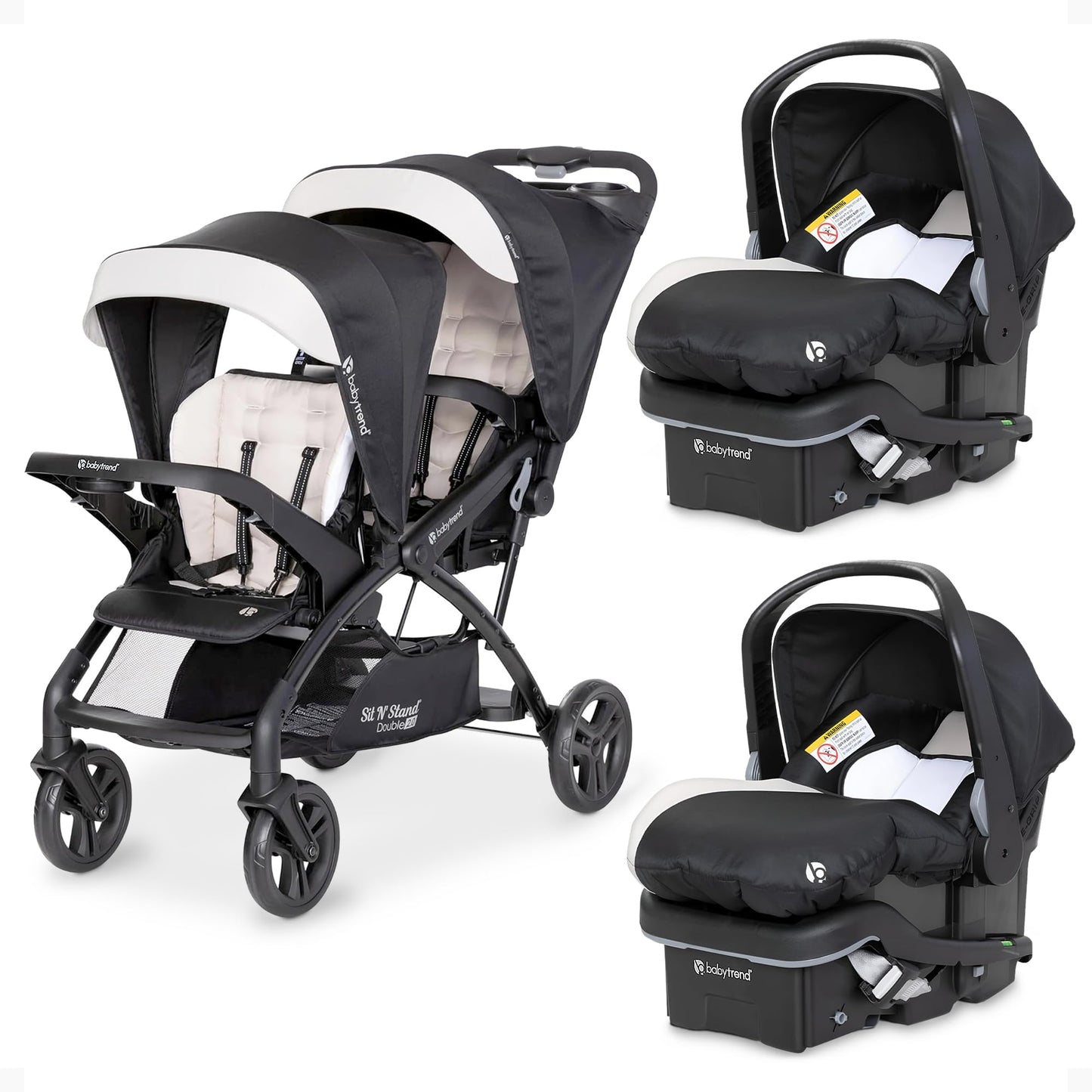 Double Stroller Travel System with Infant Car Seats, Lightweight Tandem Design