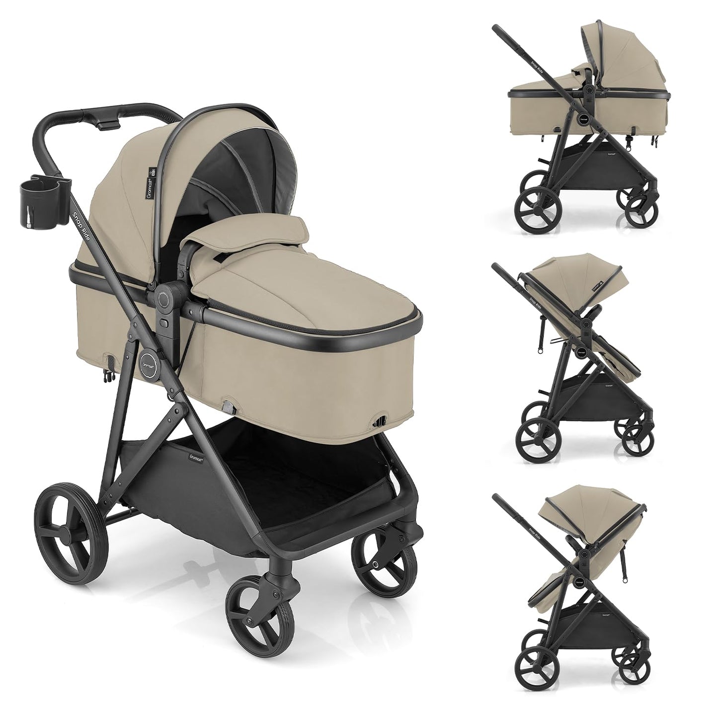 3-in-1 Baby Stroller Convertible Travel System with Bassinet Mode
