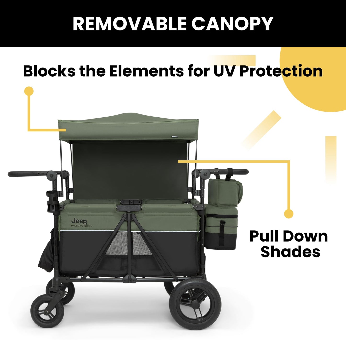 4-Seater All-Terrain Wagon Stroller with Foldable Frame & Adjustable Handlebar