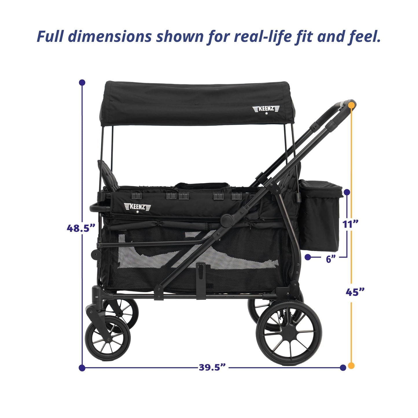 Compact Foldable Wagon Stroller with Canopy, Push-Pull Handle & EVA Wheels