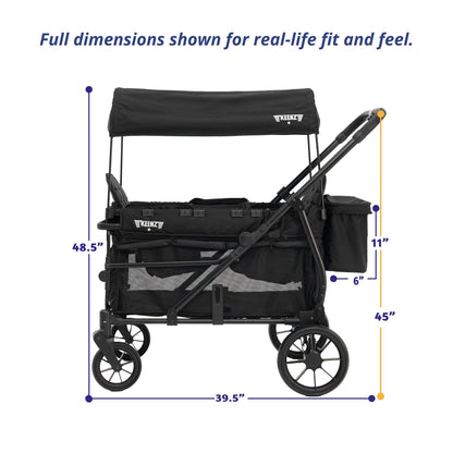 Compact Foldable Wagon Stroller with Canopy, Push-Pull Handle & EVA Wheels