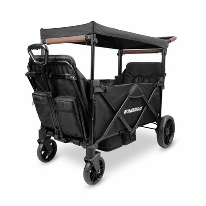 Push & Pull Collapsible Wagon Stroller for 2 Kids with 5-Point Harnesses & Removable Sun Canopy