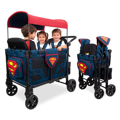 Premium 4-Seater Wagon Stroller with Removable Raised Seats & Adjustable Canopy
