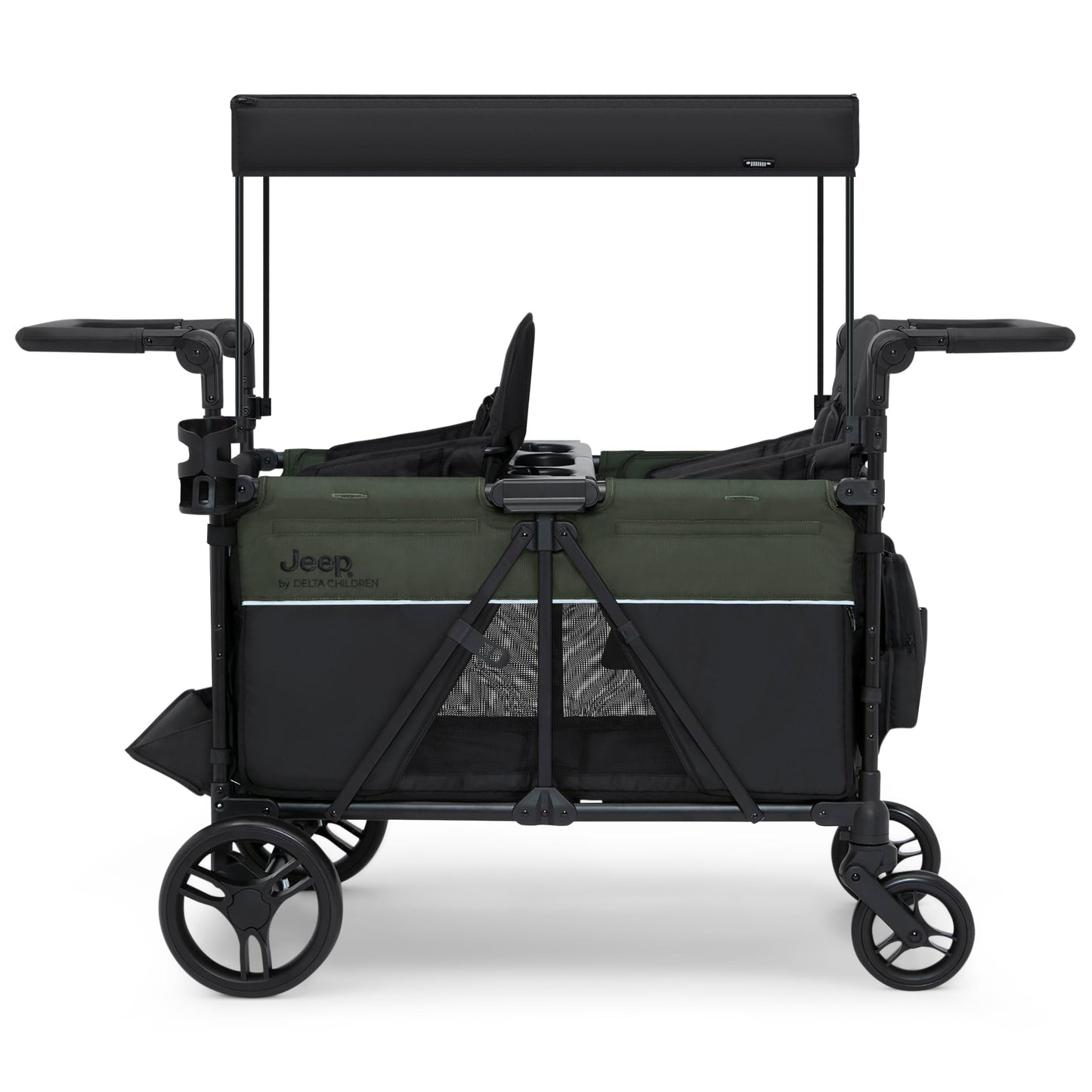 All-Terrain Stroller Wagon with Easy Push & Pull Design, Storage Basket & Folding Frame