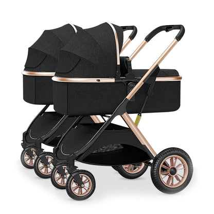 Twin Stroller for Newborn and Toddler with Independent Seats & One-Hand Fold Compact Design