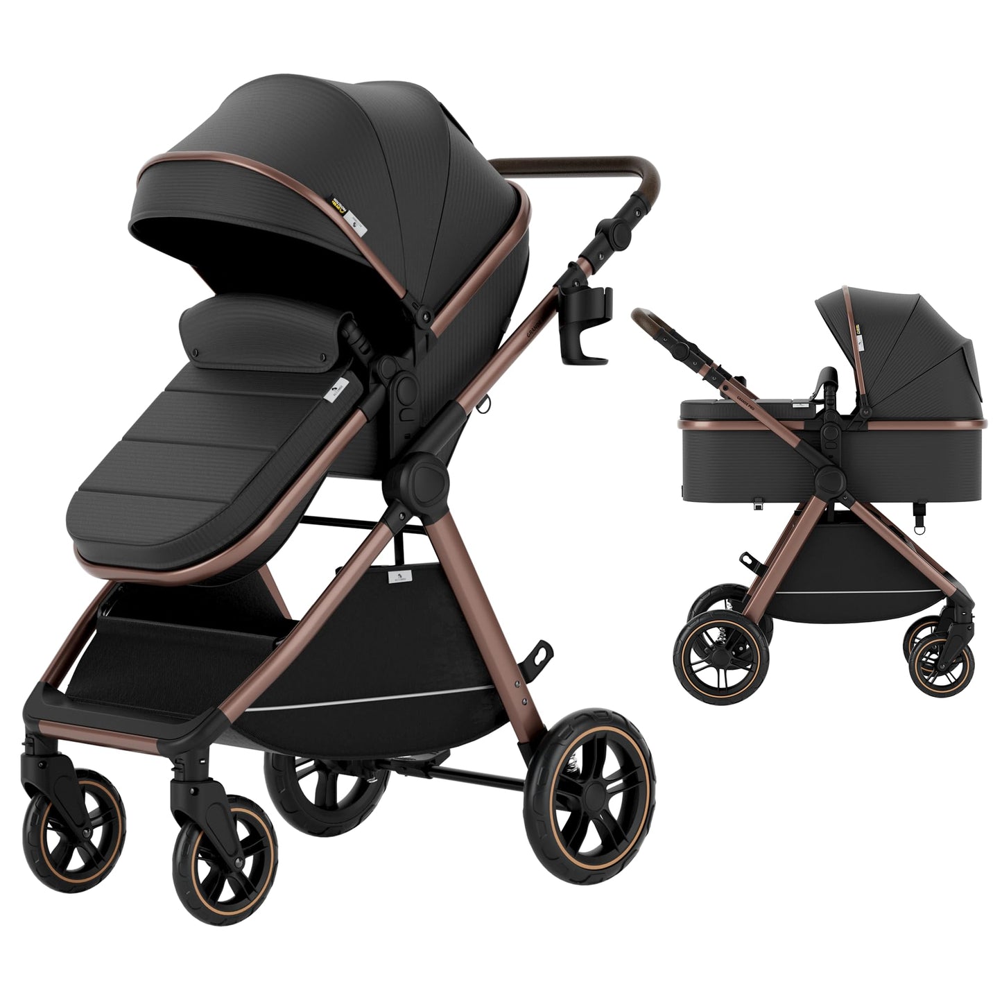 2-in-1 Convertible Baby Stroller with Bassinet Mode & Footmuff Included